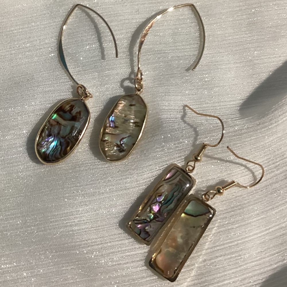 🐚Abalone Shell Earring Set – 2 Pair Bundle ✨ - Picture 3 of 17